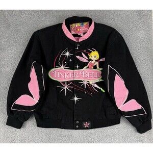Disney Tinker Bell Embroidered Jacket JH Design Y2K Fairycore Youth XL 11-12